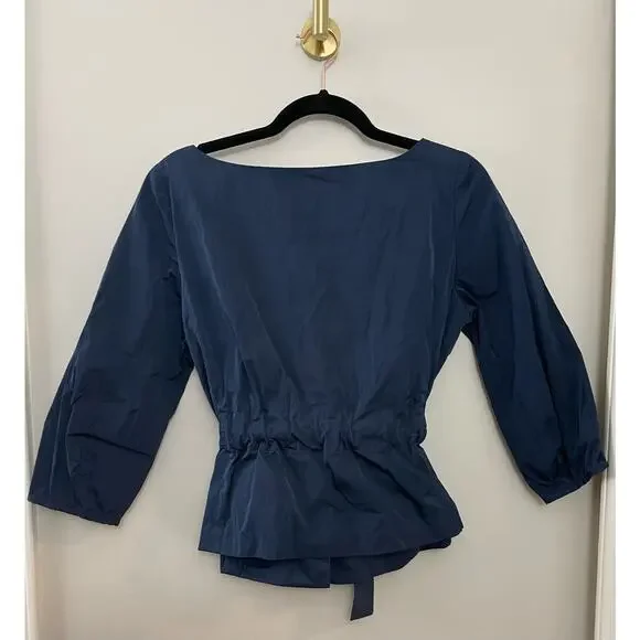 Theory Capsule Elegant Modern Minimalist Classic Tie Waist Navy Top or Jacker M - Picture 5 of 6